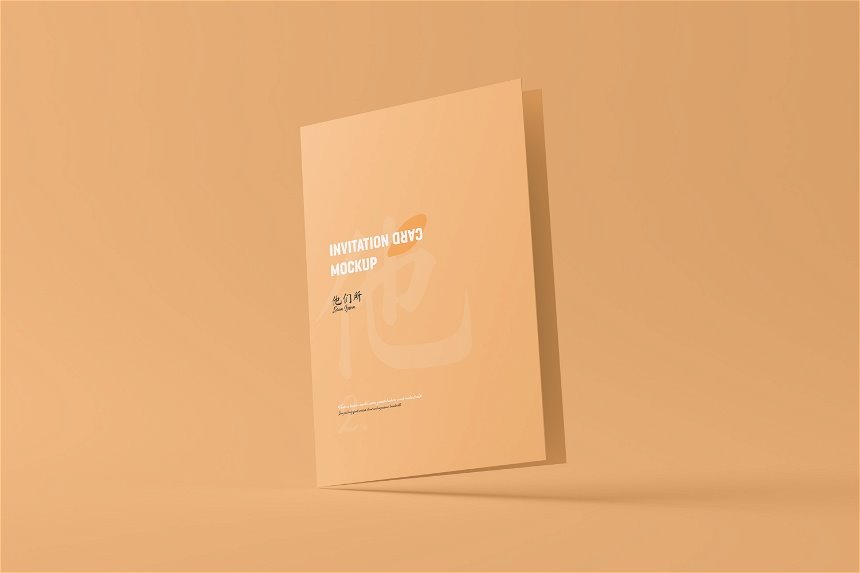 A5 Folded Wedding Invitation Card Mockup in 4 Shots