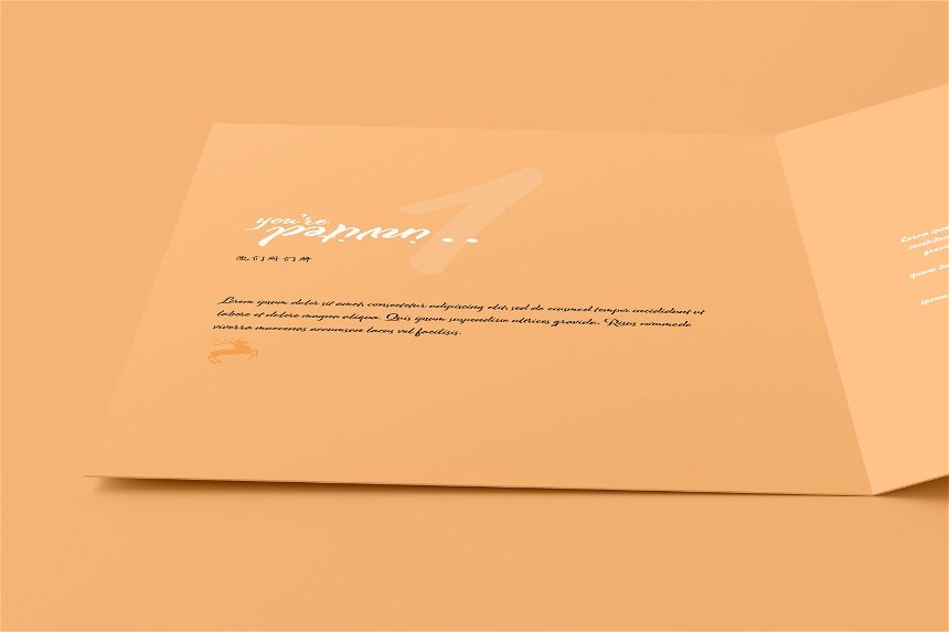 A5 Folded Wedding Invitation Card Mockup in 4 Shots