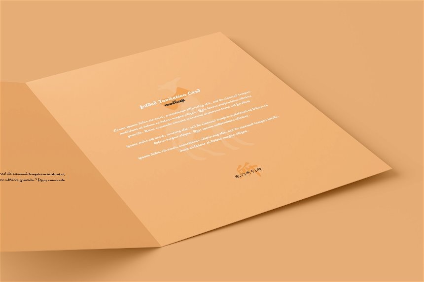 A5 Folded Wedding Invitation Card Mockup in 4 Shots