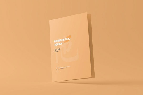 A5 Folded Wedding Invitation Card Mockup in 4 Shots