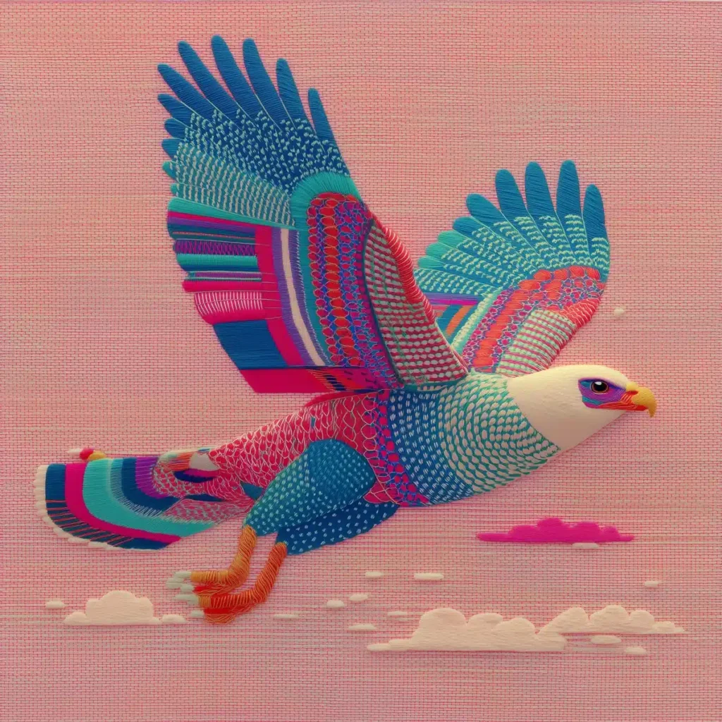 Abstract Embroidered Eagle Design