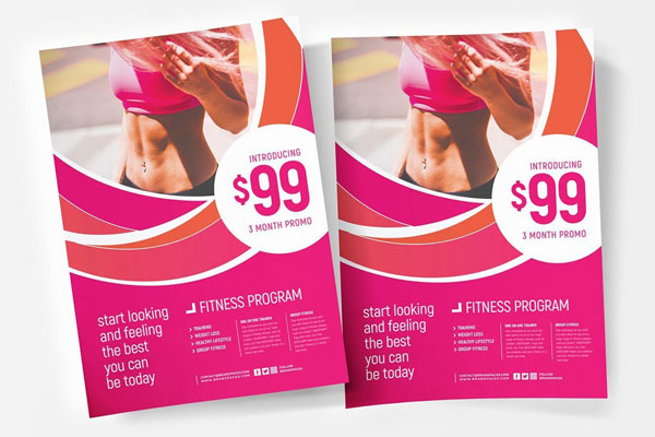 Abstract Feminine Fitness Brochure and Poster Templates
