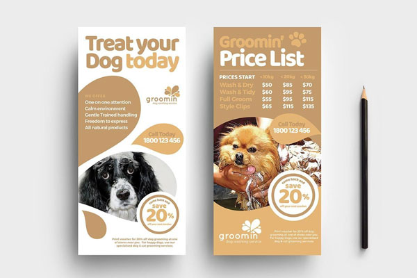 Abstract Pet Service Poster and DL Rack Card Templates