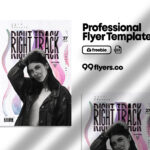 Abstract White and Pink Nightlife Party Club Flyer Template