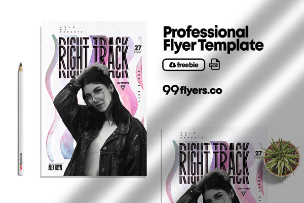 Abstract White and Pink Nightlife Party Club Flyer Template