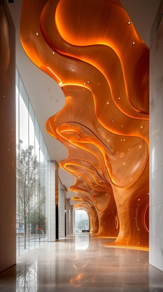 Abstract Wood Grain Lobby