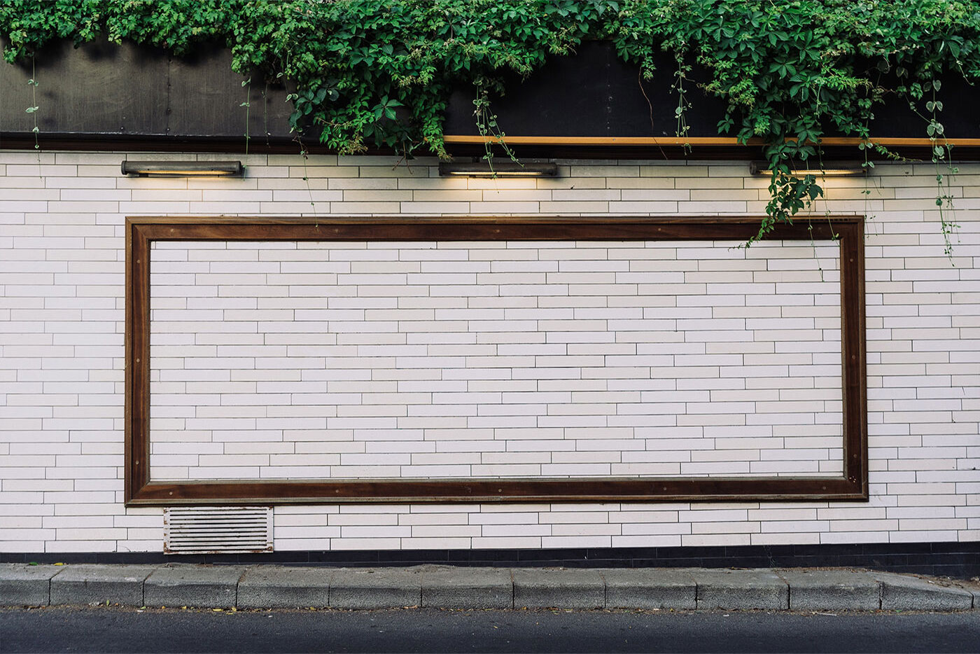 Advertising Outdoor Roadside Billboard on Brick Wall Mockup FREE PSD