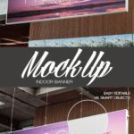 Advertising Sign Mockup Hanging From the Celling