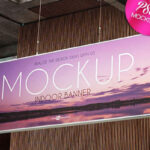 Advertising Sign Mockup Hanging From the Celling