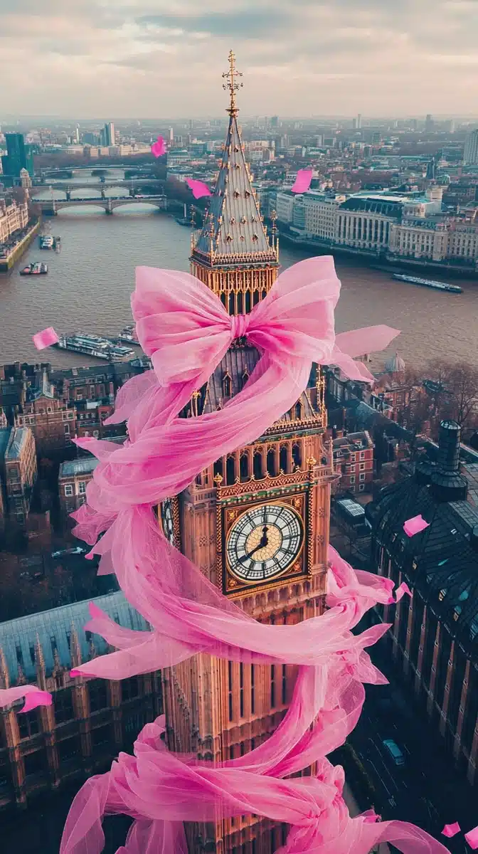 Aerial Big Ben with Ribbons