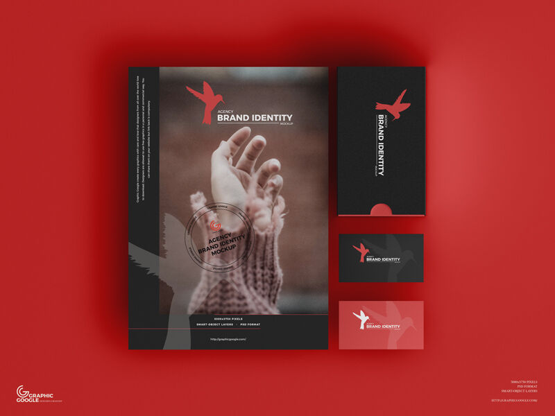 Agency Brand Identity Mockup Including Poster and Three Business Cards
