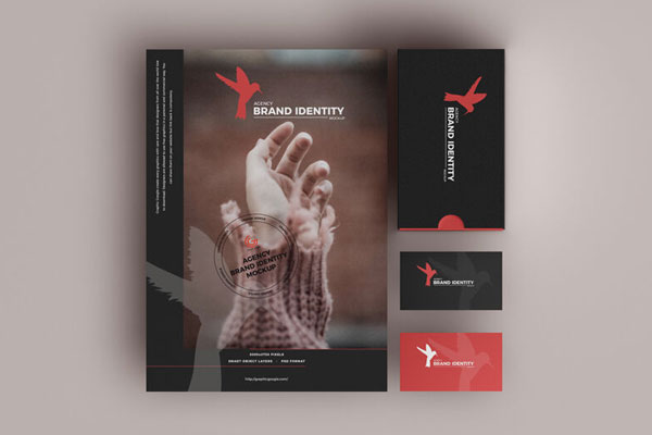 Agency Brand Identity Mockup Including Poster and Three Business Cards