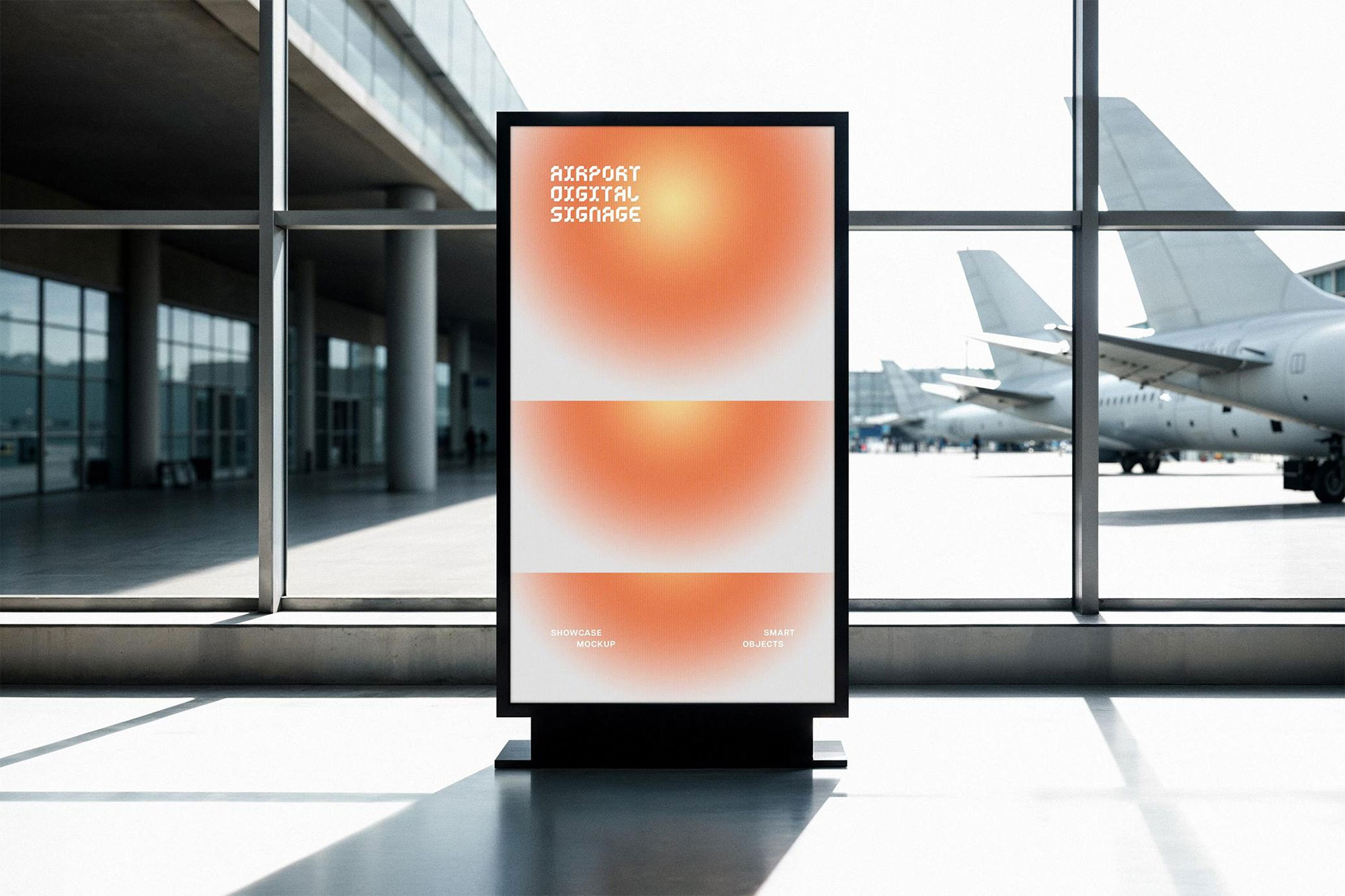 Free Airport Digital Screen Mockup PSD Template