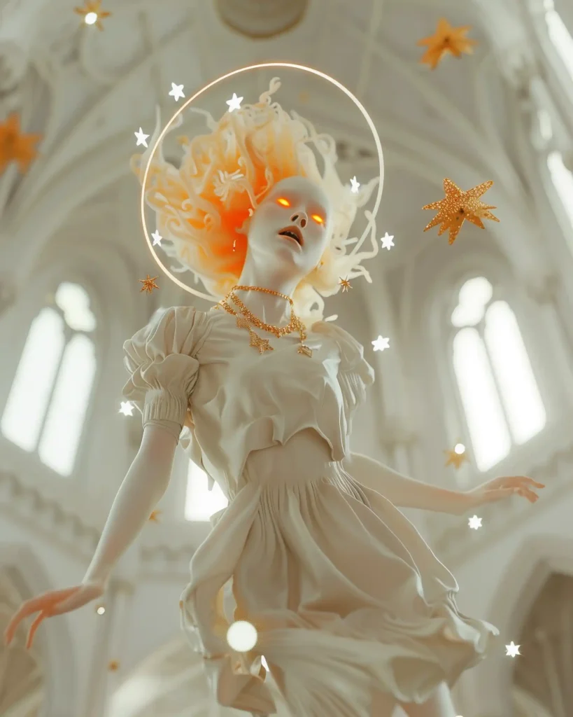 Albino Woman in Surreal Church