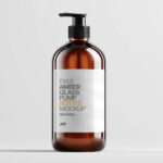 Amber Cosmetic Bottle Mockup in Studio Light