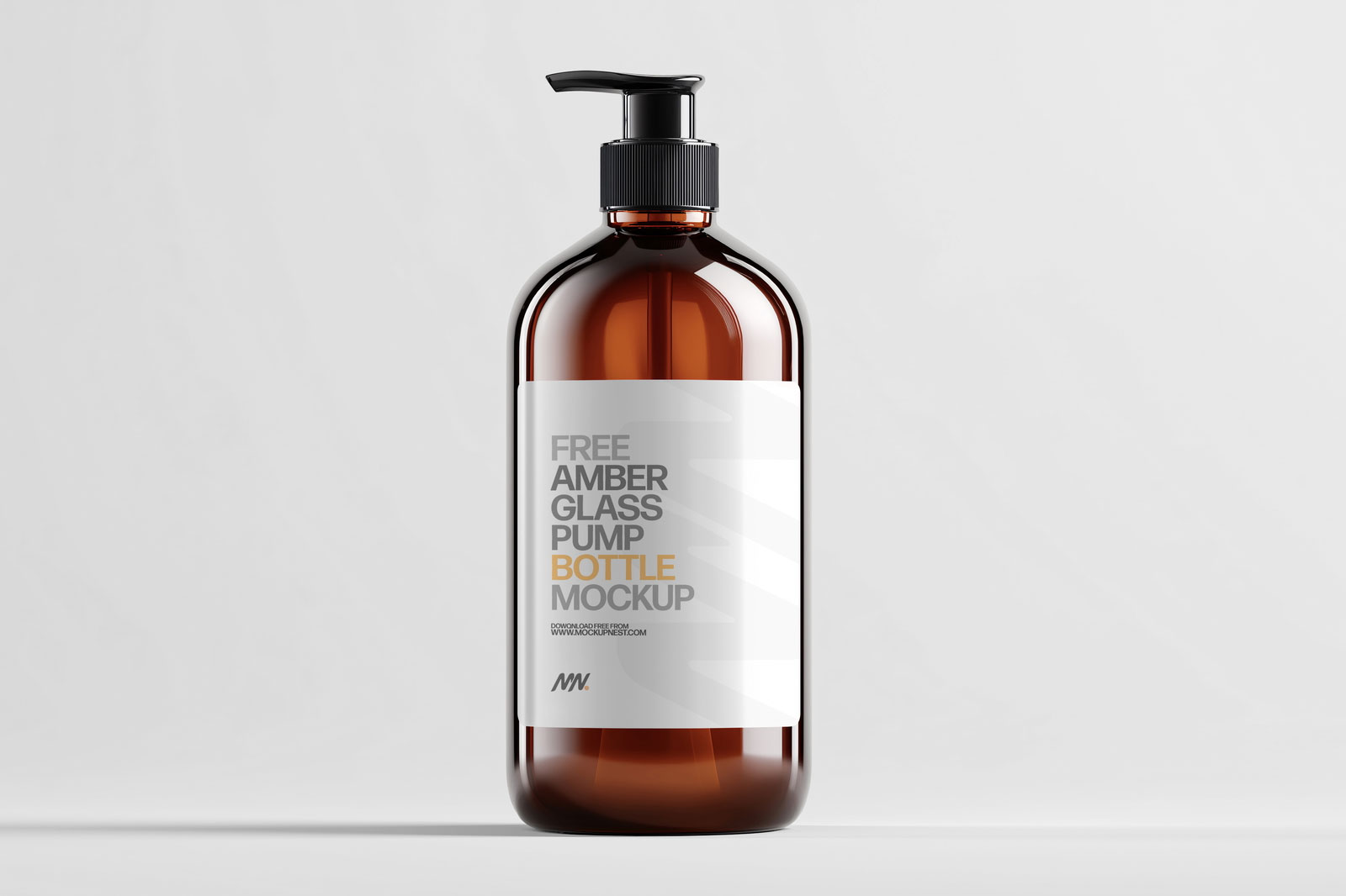 Free Amber Cosmetic Bottle Mockup in Studio Light PSD Template