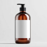 Amber Cosmetic Bottle Mockup in Studio Light