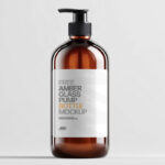 Amber Cosmetic Bottle Mockup in Studio Light