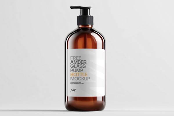 Amber Cosmetic Bottle Mockup in Studio Light
