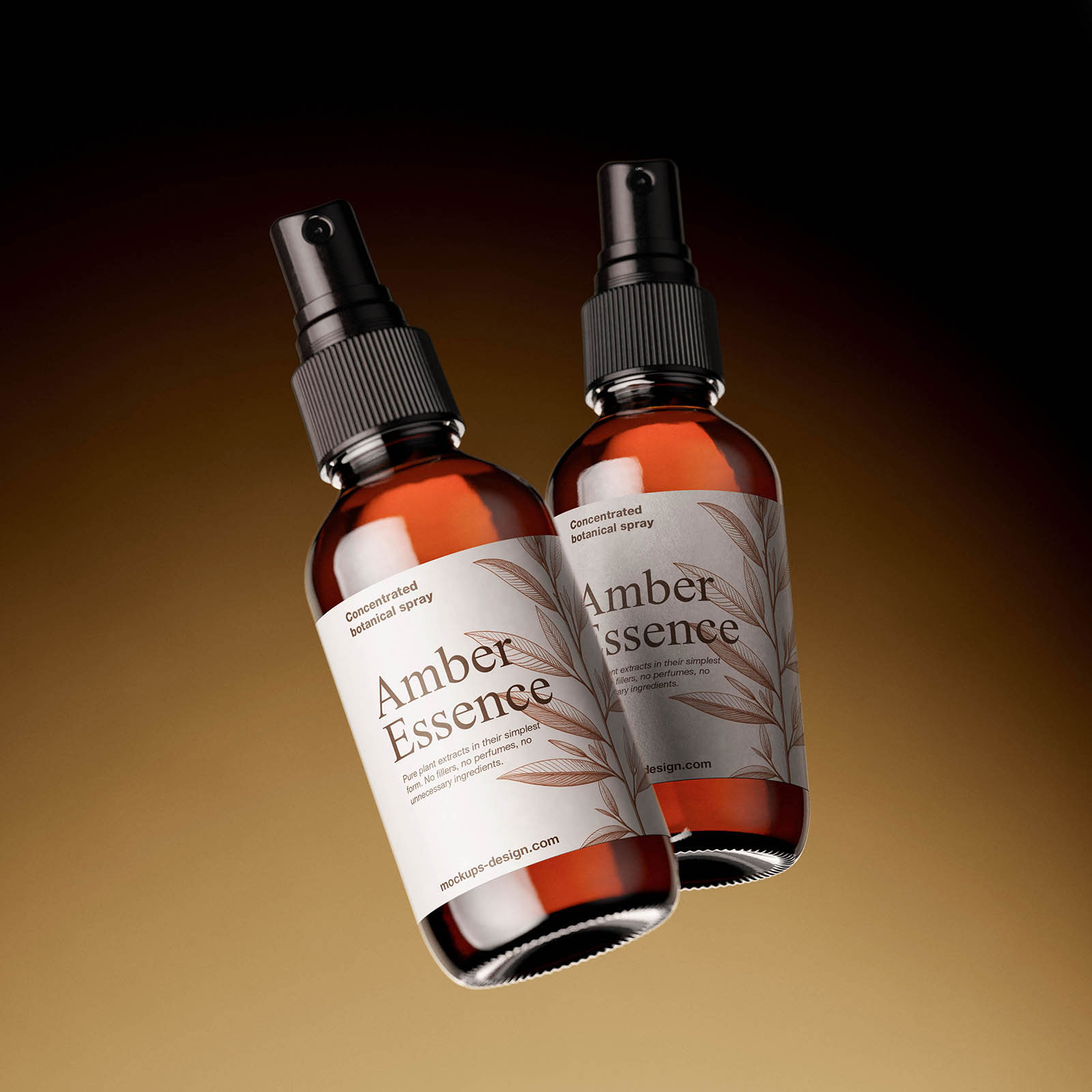 Free Amber Glass Spray Bottle Mockup PSD Template