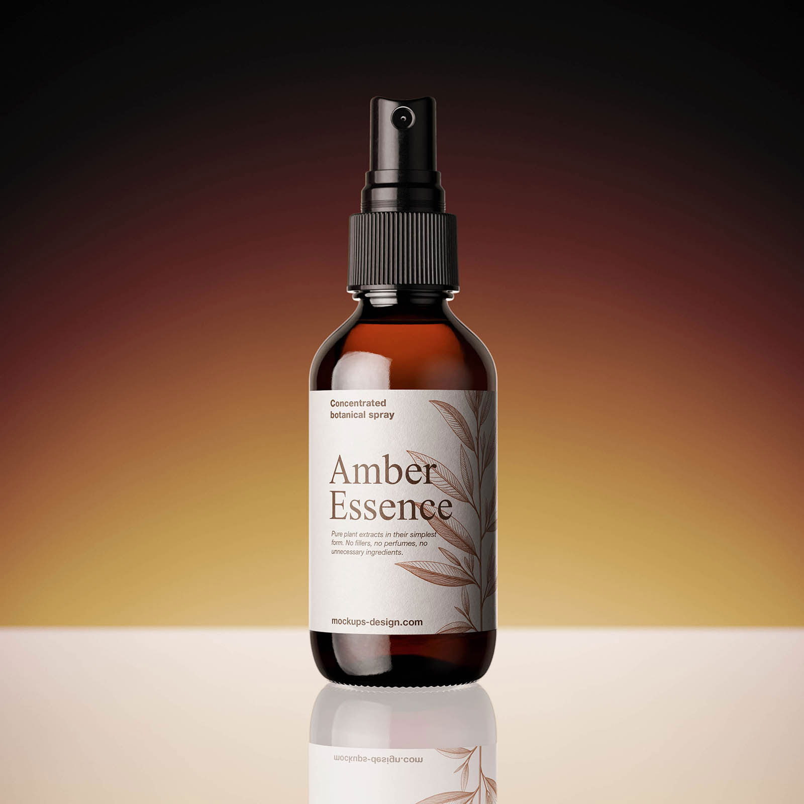 Free Amber Glass Spray Bottle Mockup PSD Template