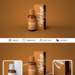 Amber Medicine Bottle Standing Next to Packaging Mockup