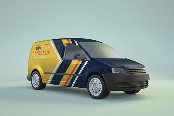 Angled View of the Side of a Minivan Mockup