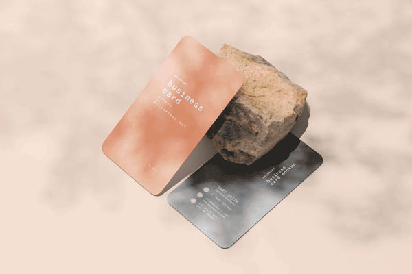 Animated Perspective of 2 Round Corner Business Cards Mockup