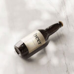 Animated Top View of Beer Amber Glass Bottle Mockup