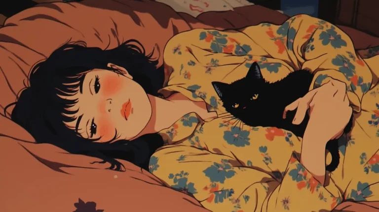 Anime Girl with Cat