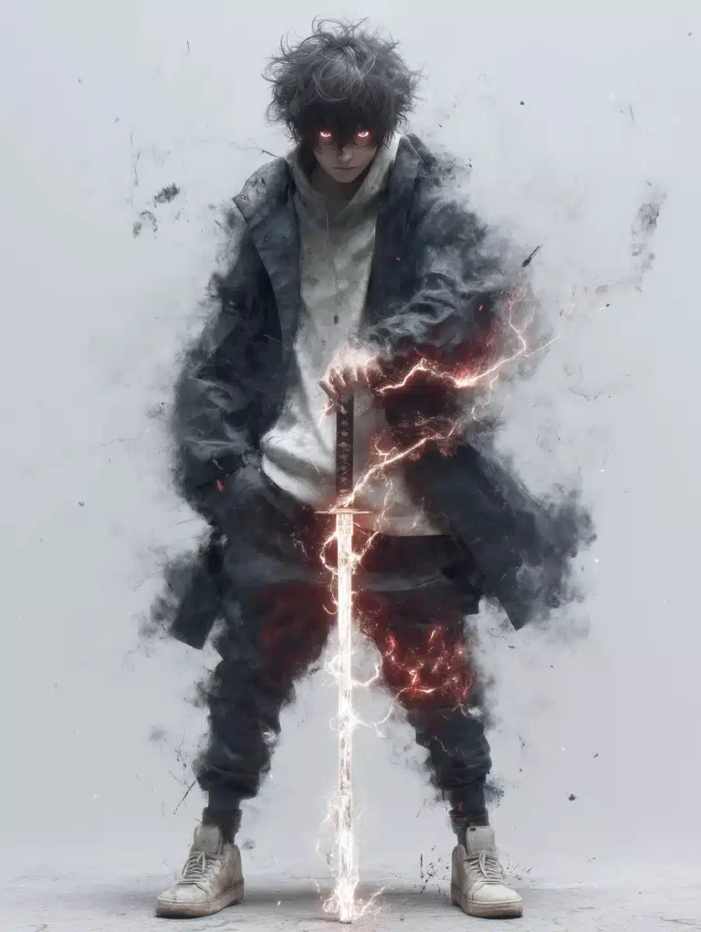 Anime Warrior with Energy Sword