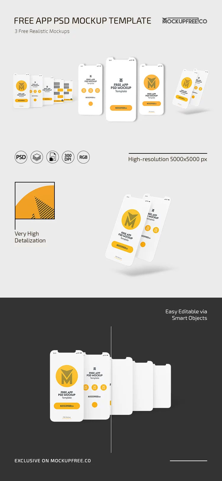 Free App Mockup Template PSD Template