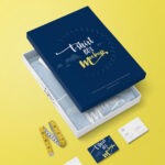 Apparel Packaging Box with Business Cards Mockup