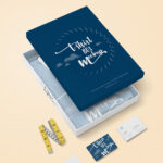 Apparel Packaging Box with Business Cards Mockup