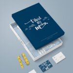 Apparel Packaging Box with Business Cards Mockup