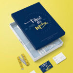 Apparel Packaging Box with Business Cards Mockup