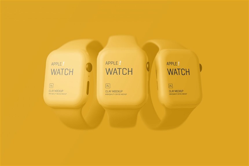 Apple Watch Clay Mockup in 5 Showcases