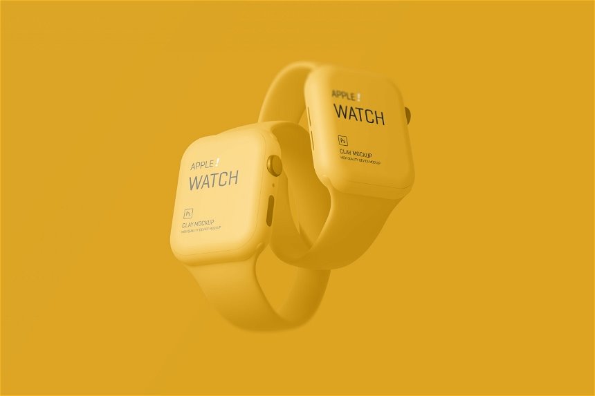 Apple Watch Clay Mockup in 5 Showcases