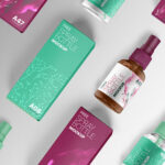 Arranged Rows of Spray Bottles With Boxes Mockup