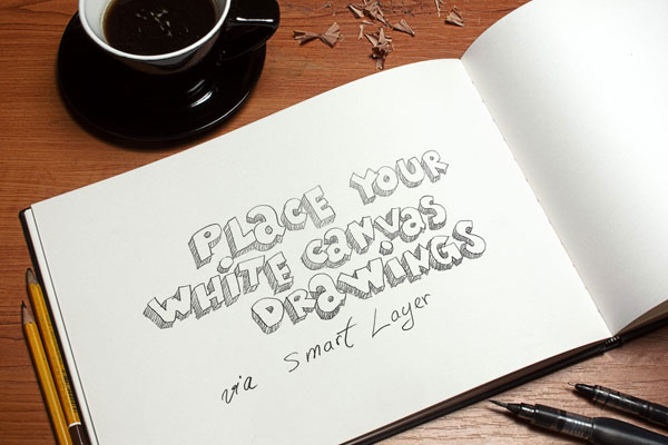 Art Book Mockup Featuring a Cup of Coffee and Pencils