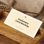 Artistic Oblong Card Mockup on Wooden Plate