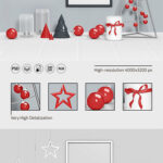 Artwork Frame on Wall with Christmas Decorations Scene Creator Mockup