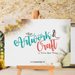 Horizontal Artwork on Wooden Stand Mockup