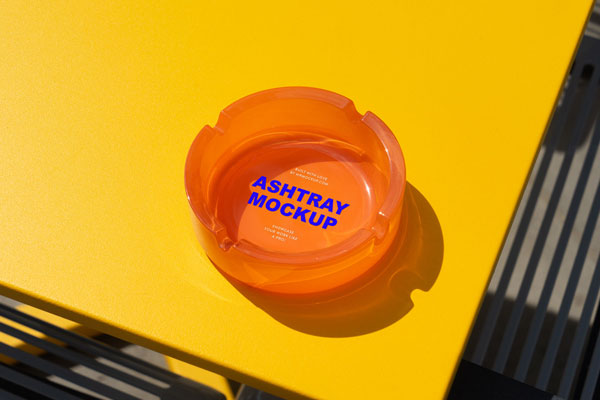 Ashtray Mockup in Perspective Shot