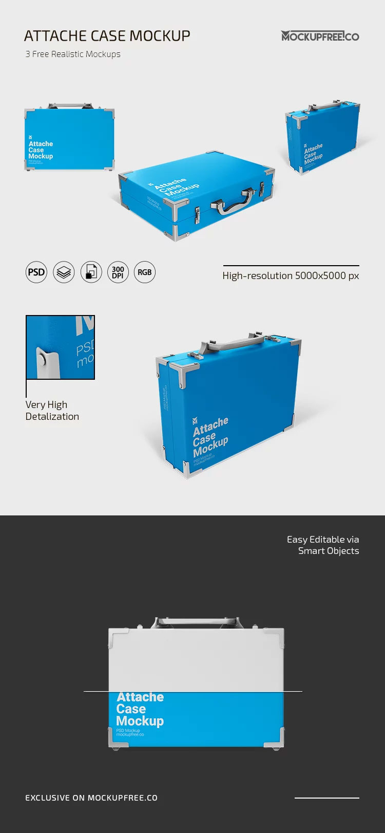Free Attache Case Mockup PSD Template