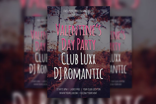 Autumn Theme Valentine’s Day Club Party Flyer Template