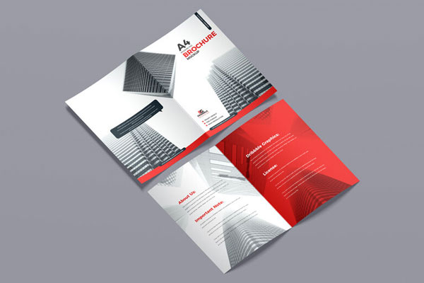 Back and Front view of an A4 Brochure Mockup