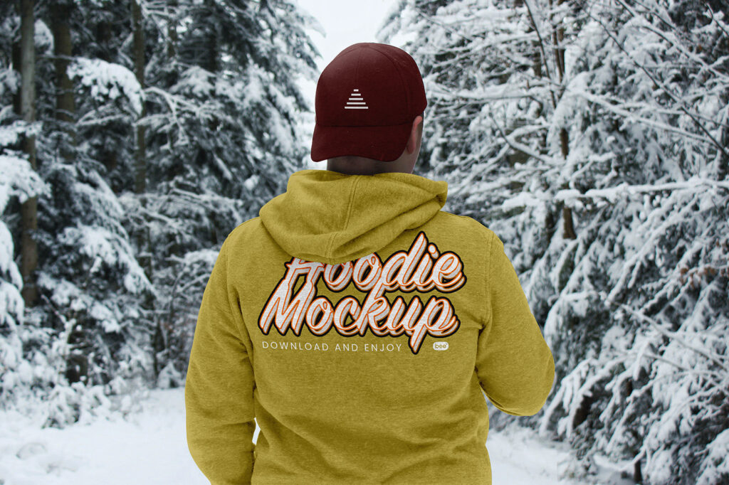 Back Shot of Hoodie Mockup in Winter