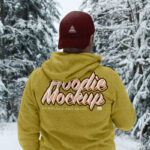 Back Shot of Hoodie Mockup in Winter