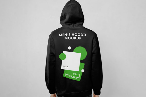 Back Side of Men’s Hoodie Mockup